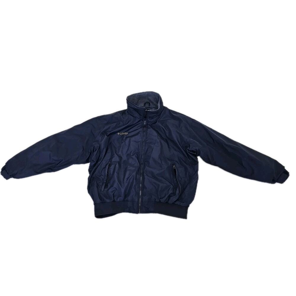 Columbia Blue Fleece Lined Zipper Y2K Zip Up Windbreaker Jacket XL POCKETS